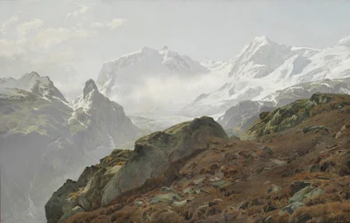 Monte Rosa. Manhã, em, a, alpes altos